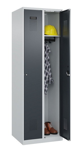 C+P Spind Evolo PLUS, 2 Abteile, 1850x600x500mm, 7035/7016, Verschluss Zylinderschloss, Ablageböden 2, 049000-20 S10039