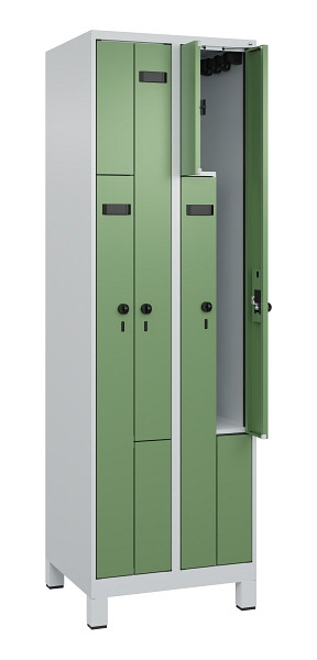 C+P Z-Spind Evolo PLUS, Füße, 4 Fächer, 1950x600x500mm, 7035/6011, Drehriegel, 049013-204 S10006