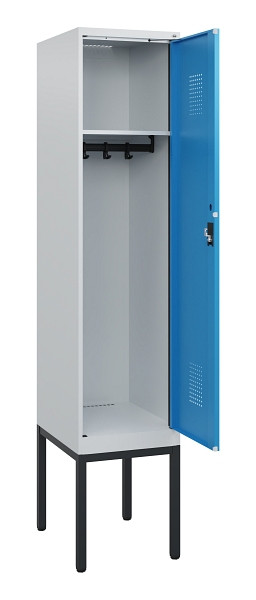 C+P Spind Evolo PLUS, Gestell, 1 Abteil, 1950x400x500mm, 7035/5012, Zylinderschloss, 0490305-12 S10031