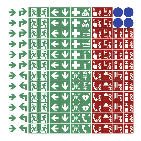 Moedel 144 Piktogramme für Brandschutz und Fluchtweg nach neuer ASR A1.3, Folie, 8mm, 57212