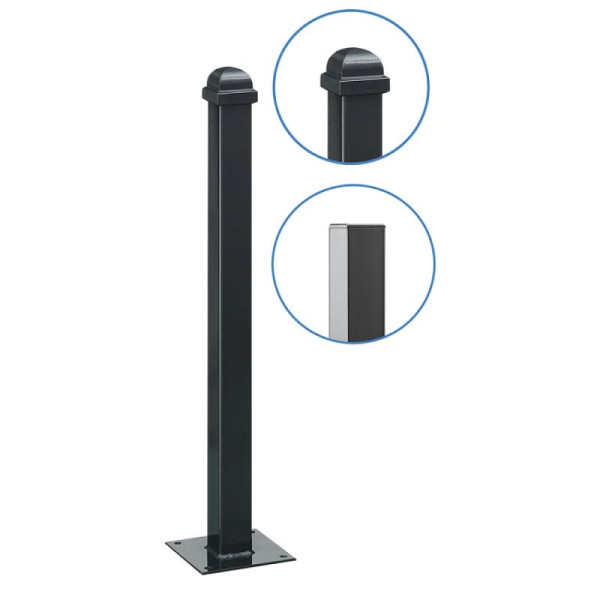 Stein HGS Stilpfosten aus Aluminium, 70 x 70mm, Helmkopf, zum Einbetonieren, 24194-1