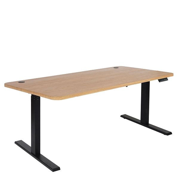 Mendler Schreibtisch HWC-D40, Computertisch, elektrisch höhenverstellbar 160x80cm 53kg, braun Struktur, schwarz, 75753+62767