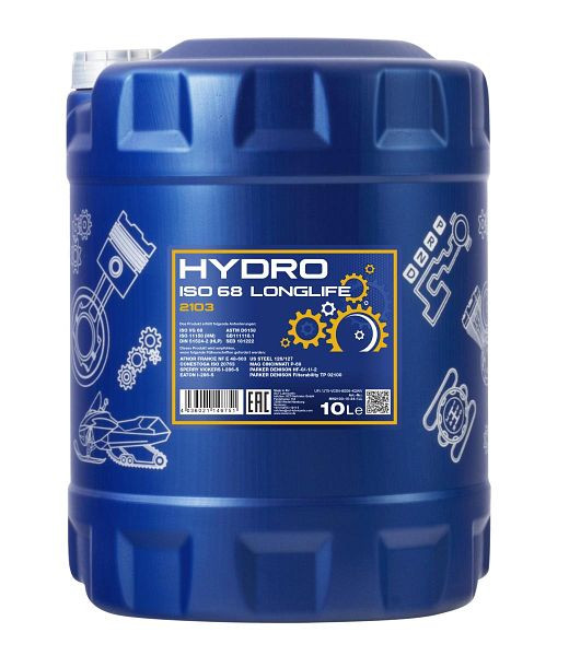 MANNOL Hydrauliköl 2103 Hydro ISO 68 LONGLIFE, VE: 10 l, MN2103-10
