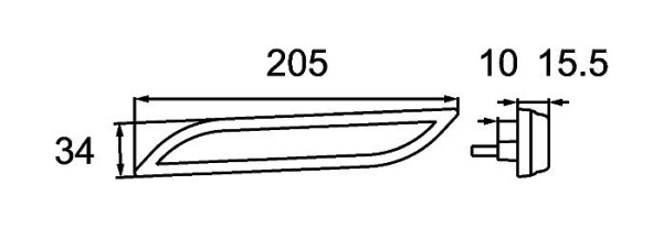 HELLA Seitenmarkierungsleuchte, Shapeline Style, LED, 12/24V, Anbau/geklebt, gelb, LED-Farbe: gelb, 250mm, 2-polig, rechts, 2PS 013 306-061
