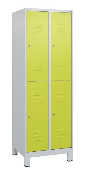 C+P Doppelstöckiger Spind Classic PLUS, Füße, 2 Abteile, 1800x600x500mm, 7035/0024, Zylinderschlösser, 0803107-20 S10025