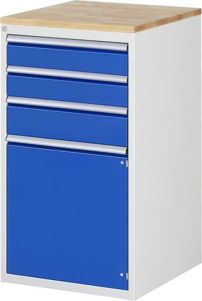 RAU Schubladenschrank Serie 7000, B580xT650xH1035mm, Schubladen: 2xH120, 1xH150mm, Flügeltür H540mm, Buche-Massiv-Arbeitsplatte, 03-L7.2AR-B.11
