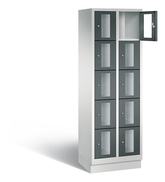 C+P Schließfachschrank Classic, H1800xB610xT500mm, Farbe: Lichtgrau / Anthrazitgrau, 8020A205 S10029