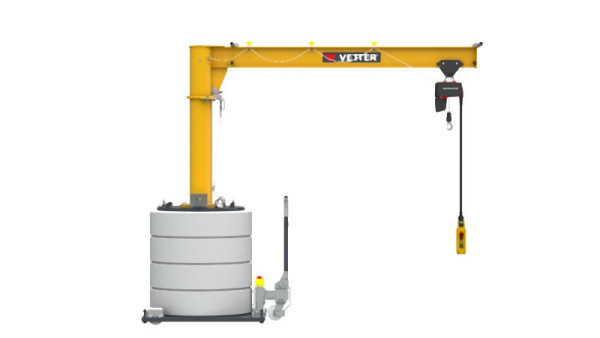 Vetter 125kg, 5,0m, 360°, Mobiler Schwenkkran MOB12-PR1,25-5,0 + Elektrokettenzug, MOB12-PR1,25-5,0+SIXX1F-HF+V1590