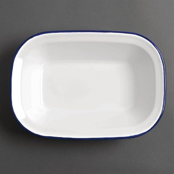 Olympia rechteckige Speiseschale weiß-blau 19 x 28cm, VE: 6 Stück, GM510