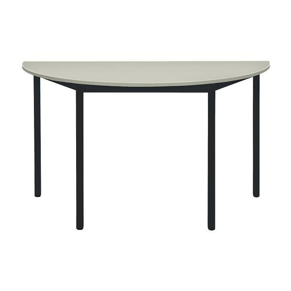 Bisley Mehrzwecktisch, Halbrund, Breite 1400 mm, Tiefe 700 mm, 25mm Tischstärke, 333 schwarz x G grau, MTC25H1407G333