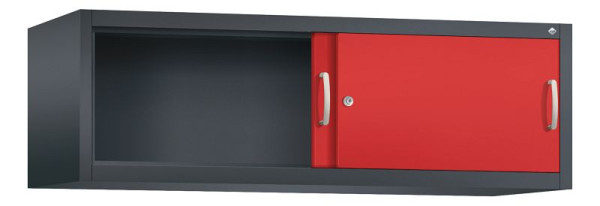 C+P Aufsatzschrank Acurado, H500xB1600xT500mm, Farbe: Schwarzgrau / feuerrot, Bügelgriff, 1 OH, 2154-00 S10096