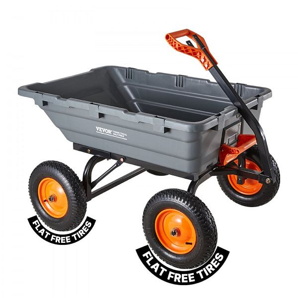 VEVOR Gartenwagen 680 kg, Kippfunktion, verstellbarer Griff, Drehlager, Handkarre für Pflanzen, Erde, Ernte, SLZXTC1500B1UH2V4001V0