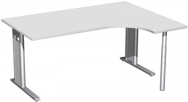geramöbel PC-Schreibtisch rechts starr, C Fuß Blende optional, 1600x1200x720, Lichtgrau/Silber, N-648307-LS