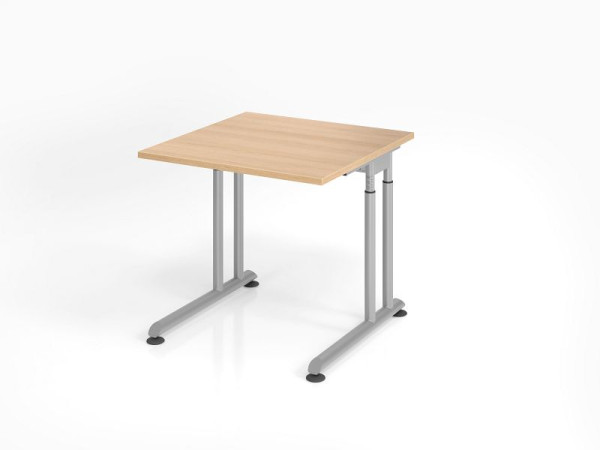 Hammerbacher Schreibtisch ZS08, 80 x 80 cm, Platte: Eiche, 25 mm dick, ABS-Dickkante, Rechteckform, Silber, VZS08/E/S