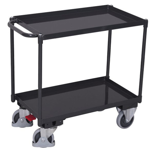 VARIOfit Tischwagen mit 2 Ladeflächen, Außenmaße: 985 x 500 x 910 mm, RAL 7016 anthrazitgrau, sw-500.510/AG