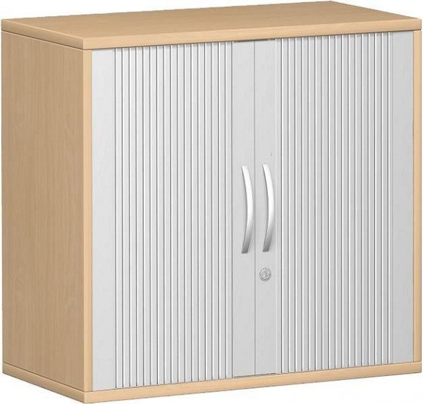 geramöbel Querrollladenschrank 1 Dekor-Einlegeboden, abschließbar, 800x425x768, Silber/Buche, N-10Q208-SB