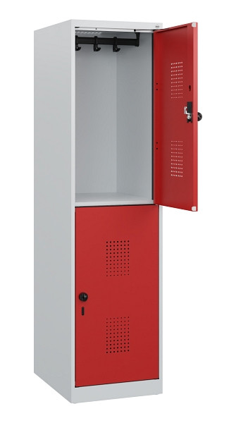 C+P Doppelstöckiger Spind Evolo PLUS, 2 Fächer, 1530x400x500mm, 7035/3000, Drehriegel, 0493005-12 S10003
