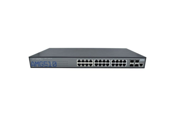 AMG Systems Managed Switch, 24 x 1GBT RJ45, 4 x 100/1000/10GFX SFP Slots, AMG510-24G-4XS