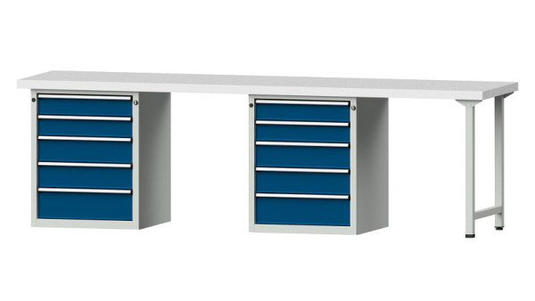 ANKE Werkbänke Kombiwerkbank, Modell 915 V, 2800 x 700 x 850 mm, RAL 7035/5010, KSP 50 mm, 415.134
