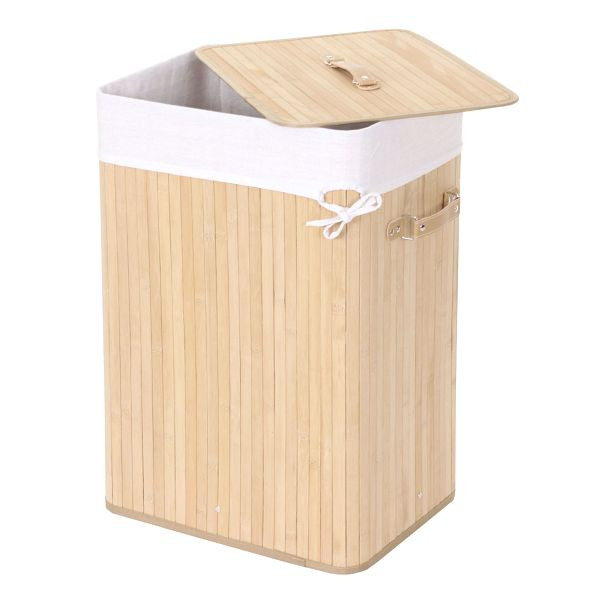 Mendler Wäschekorb HWC-C21, Laundry Wäschebox Wäschesammler Wäschebehälter Wäschetonne, Bambus 61x43x32cm 70l, naturfarben, 61146