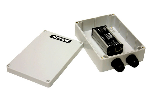 Nitek Ethernet, PoE Extender, 1 Port, Erweiterung um 100m, bis 600m maximal, für Außen, EE328W