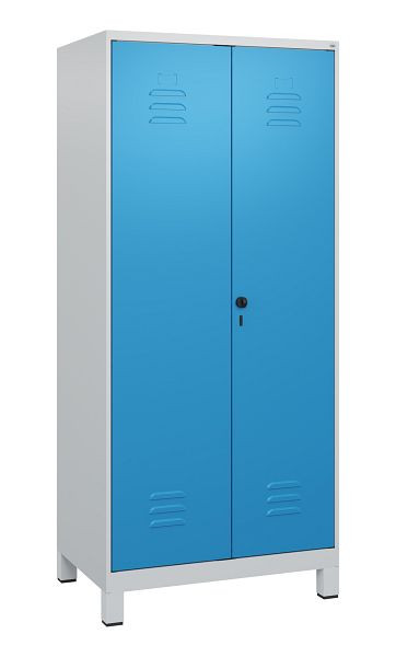 C+P Umkleidespind Classic PLUS, Doppel-Spind, Füße, 2 Abteile, 1800x800x500mm, 7035/5012, Drehriegel, 0800127-22P S10004