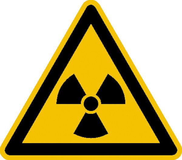 SafetyMarking Warnschild, Warnung vor radioaktiven Stoffen oder ionisierender Strahlung, Länge 10 cm, Aluminium, 11.0175
