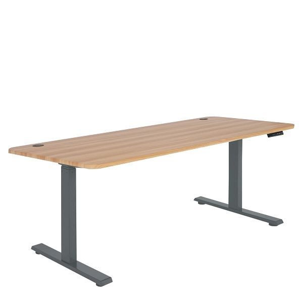 Mendler Schreibtisch HWC-D40, Computertisch, elektrisch höhenverstellbar 160x80cm 53kg, Eiche-Dekor, anthrazit-grau, 75750+75748