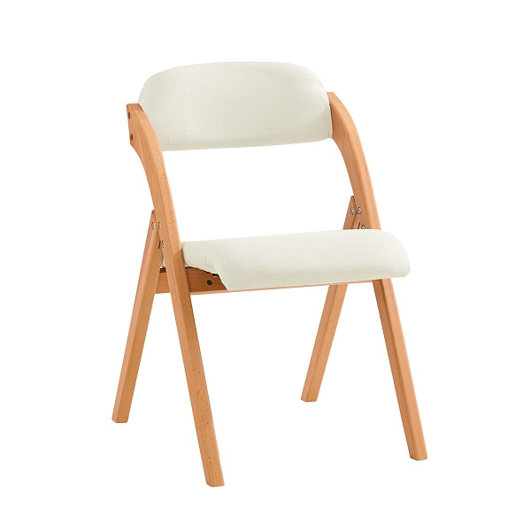 SoBuy klappbarer Holzstuhl 2er-Set gepolsterter Küchensessel, Indoor-Stühle - platzsparende Klappstühle aus Buche, weiß, VE: 2 Stück, FST92-WX2
