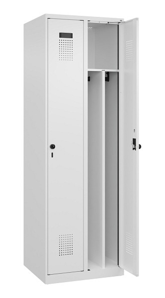 C+P Spind Evolo PLUS, 2 Abteile, 1850x600x500mm, 9016/9016, Verschluss Drehriegel, 049000-20F S10020