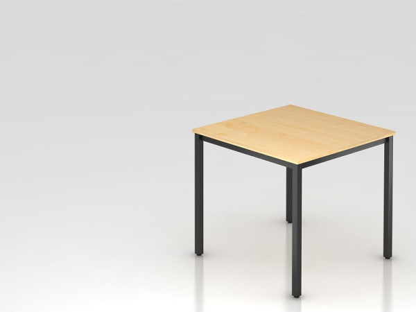 Hammerbacher Besprechungstisch 80x80cm Ahorn/Schwarz eckig, Rechteckform, VDQ08/3/D
