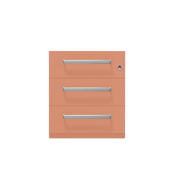Bisley Rollcontainer Note™, 3 Schubladen, Tiefe 775 mm, Designgriff, 658 coral, NWH79M7BBB658