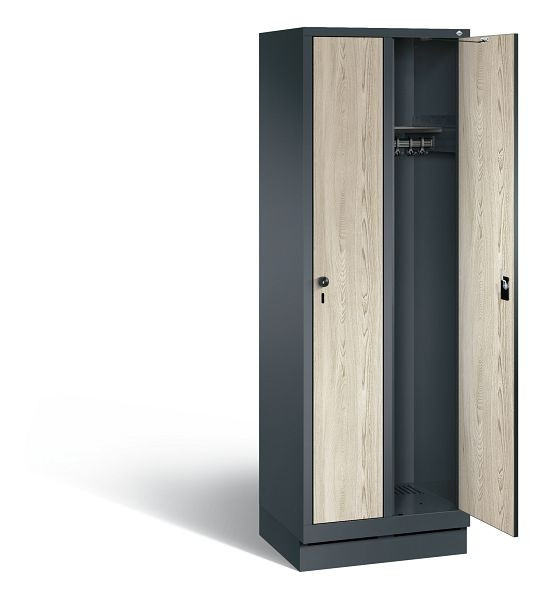 C+P Garderobenschrank Evolo, H1800xB610xT500mm, Farbe: Anthrazitgrau / Dekor Sen-Esche, 48020-20 S10958