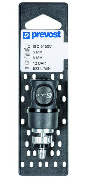 Prevost Kupplung Iso C für Schlauchanschluss + Ohrklemme auf Lochplatten, für Schlauch mit Innen-Ø= 6mm, Ohrklemme= 1113, CSI 061806CP