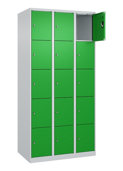 C+P Schließfachschrank Evolo PLUS, 15 Fächer, 1850x900x500mm, 7035/6037, 049000-305 S10011