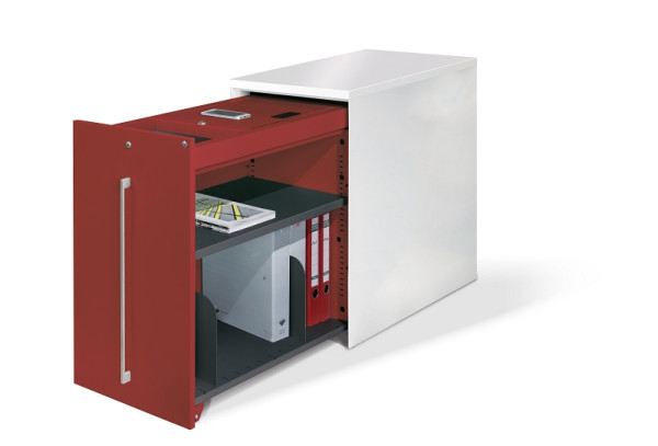 C+P Auszugschrank in Schreibtischhöhe Asisto, H740B430T800 mm, 7035/3003, links der Tischplatte, 148466-00L S10052