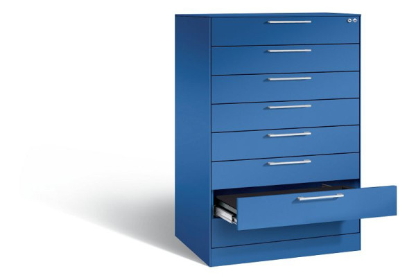 C+P Schubladenschrank Asisto, H1310xB800xT600mm, Farbe: Enzianblau, Bügelgriff, 146223-800 S10020