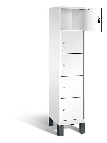 C+P Schließfachschrank Evolo, H1850xB420xT500mm, Farbe: Verkehrsweiß / Dekor Weiß, 48010-125 S10129