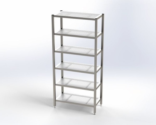 KEK Reinraumregal mit gelochten Böden, BxTxH: 1000 x 600 x 2150 mm, 5372288200