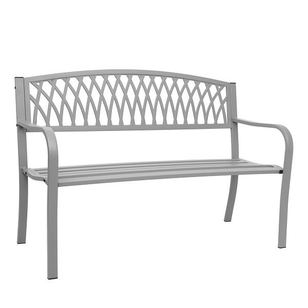 Mendler Gartenbank HWC-F45, Bank Parkbank Sitzbank, 2-Sitzer pulverbeschichteter Stahl, grau, 69701
