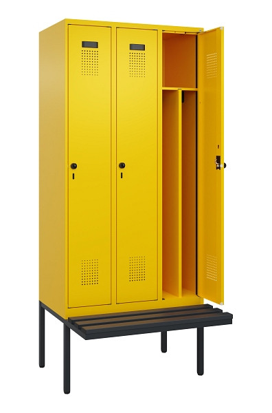 C+P Spind Evolo PLUS, 3 Abteile, 2120x900x815mm, 1023/1023, Haken 4, Drehriegel, Material Sitzfläche Kunststoff, 0490407-30F S10076