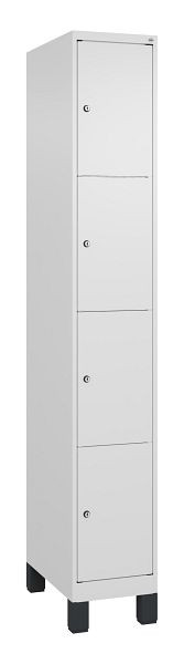 C+P Schließfachschrank Classic PLUS, Füße, 1950x300x500mm, 9016/9016, mit 4 Fächern, 080010-104 S10014