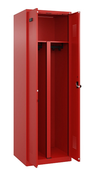 C+P PSA Schwarz-Weiß-Spind Evolo PLUS, 2 Abteile, 1850x600x500mm, 3020/3020, Drehriegel, 049002-20P S10025