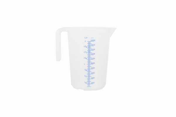 Schneider Messbecher, 2,0 l, geprägte Skala, blaue Schrift, offener Griff, 206013
