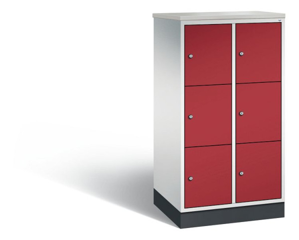 C+P Schließfachschrank Intro, H1255xB620xT490mm, Farbe: Lichtgrau / Rubinrot, 8573-201 S10246