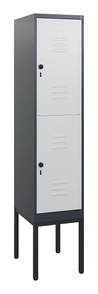 C+P Doppelstöckiger Spind Classic PLUS, Gestell, 1950x400x500mm, 7016/7035, Drehriegel, 0803305-12 S10013