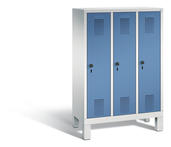 C+P Kindergarten-Spind Evolo, 3 Abteile, H1350xB900xT300 mm, Grau/Fernblau, 480103-30 S10049