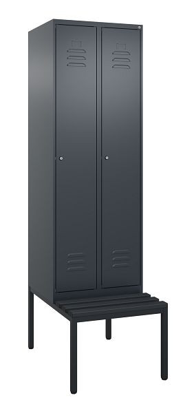 C+P Umkleidespind Classic PLUS mit Mitteltrennwand, 2 Abteile, 2120x600x815mm, 7016/7016, Zylinderschlösser, 0800507-20F S10027