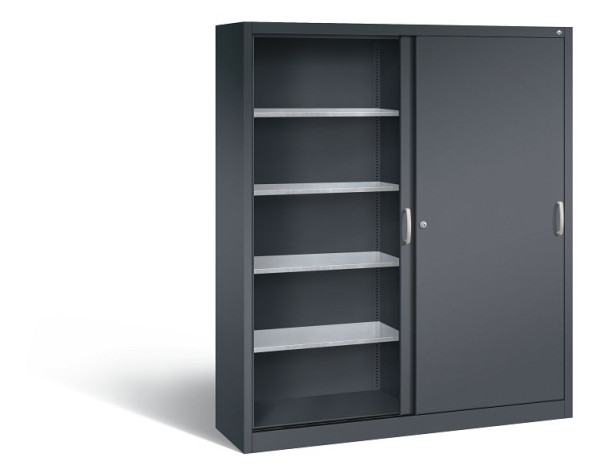 C+P Schiebetürenschrank Acurado, H1950xB1600xT400mm, Farbe: Schwarzgrau, Bügelgriff, 2149-00 S10050