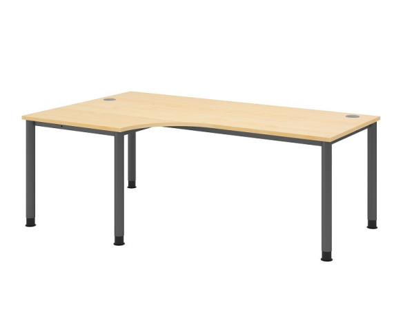 Hammerbacher Schreibtisch HS82, 200 x 120 cm, Platte: Ahorn, 25 mm dick, Winkelform 90°, 4-Fuß-Gestell in Graphit, Arbeitshöhe 68,5-81cm, VHS82/3/G